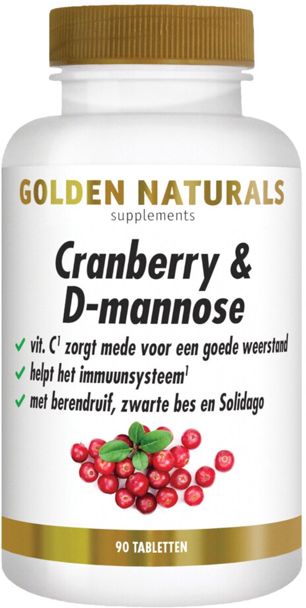 Golden Naturals - Cranberry & D-mannose - 2 x 90 vegacapsules - Voordeelverpakking