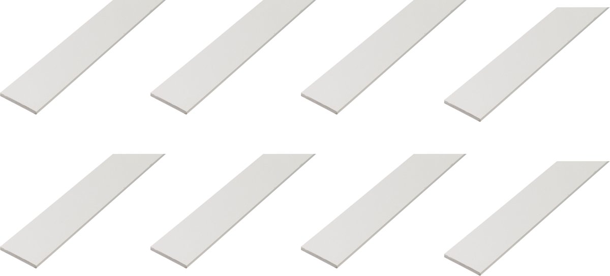 Alberts 8 x platstaal, PVC, weiß, 30 x 3 mm, lengte 1 m