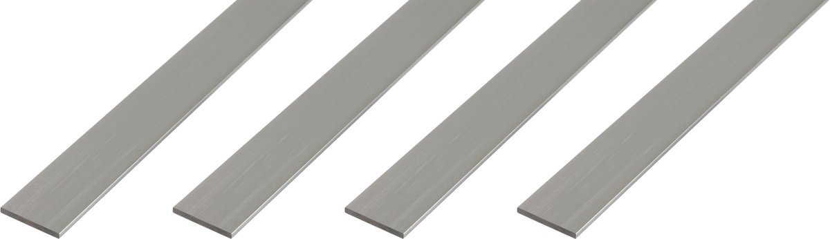 Alberts 4 x BA-Profil, platte strip, aluminium, naturel, 60 x 3 mm, lengte 1 m