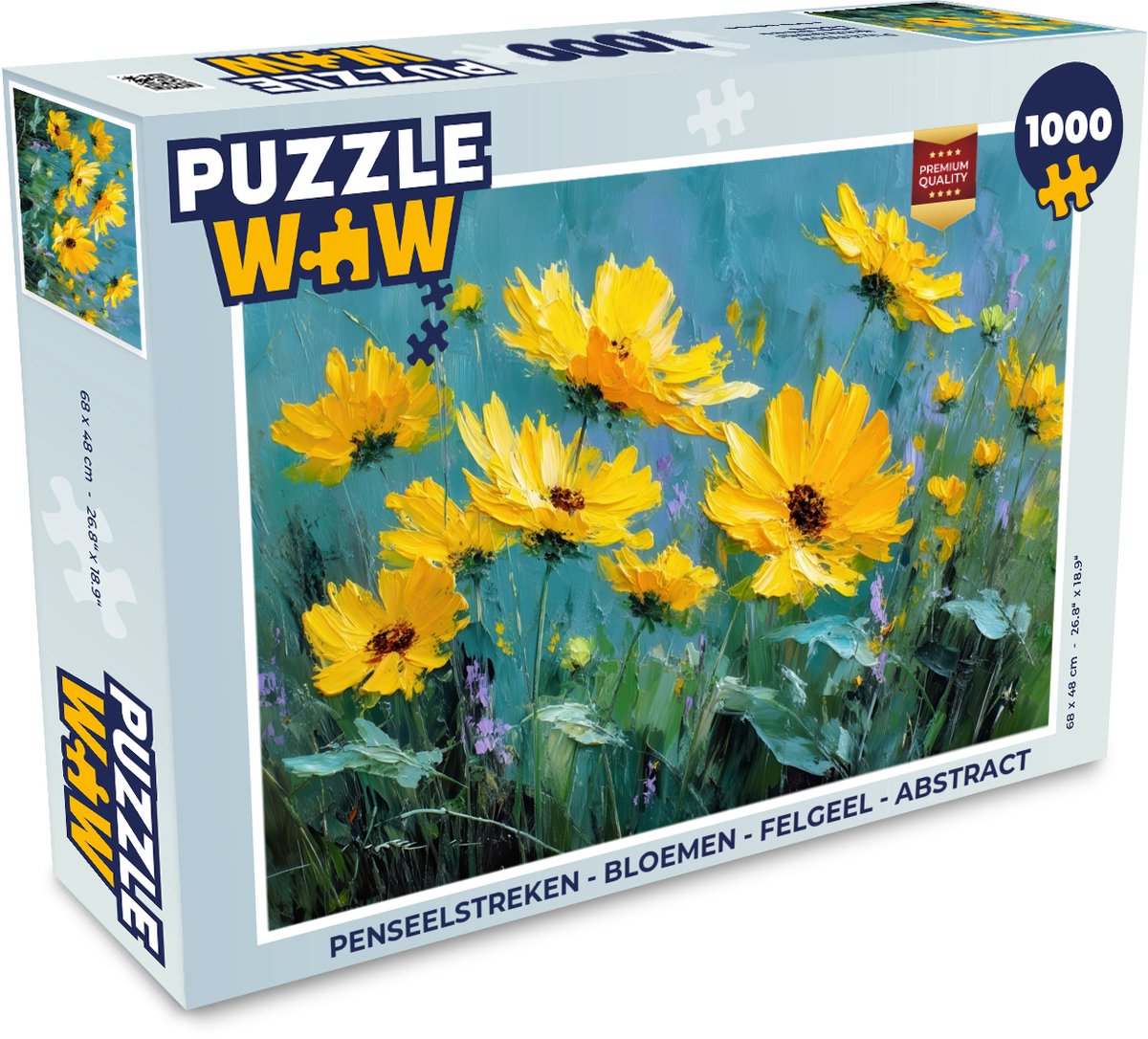 Puzzel Penseelstreken - Bloemen - Felgeel - Abstract - Legpuzzel - Puzzel 1000 stukjes volwassenen