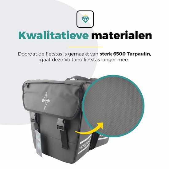 Voltano Dubbele Fietstas 40L Afgeschuind - Intense Green - 100% Waterdichte Fietstassen - Fietstassen Elektrische Fietsen