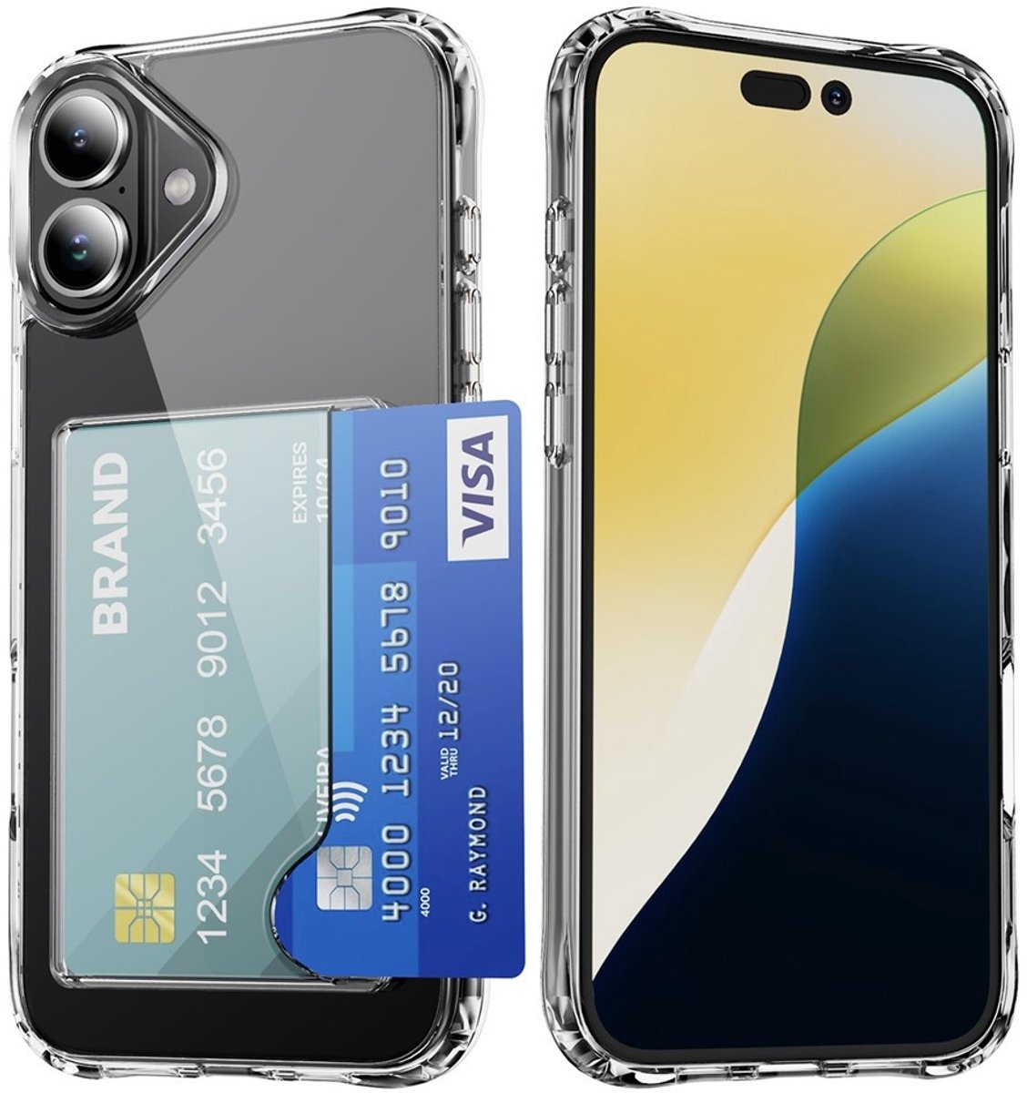 Lunso Geschikt voor iPhone 17 TPU Backcover hoesje met kaarthouder - Transparant