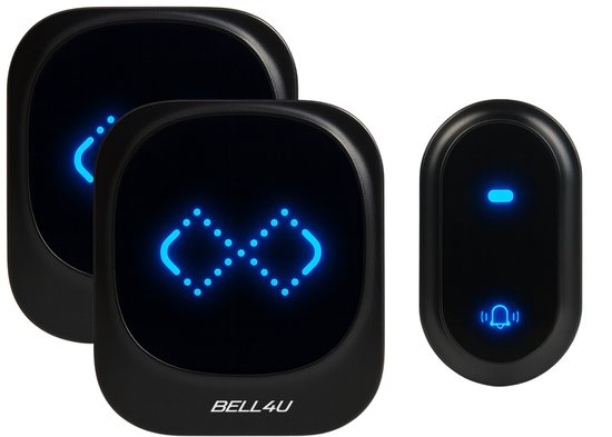 Kit de sonnette sans fil Bell4U – sonnette cinétique sans pile – 34 mélodies – 4 réglages de volume – signal LED – portée de 100 m – récepteur enfichable