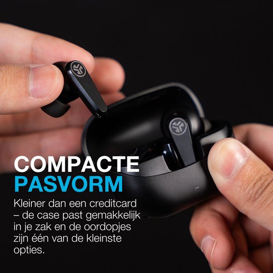 JLab Go Pods ANC Draadloze Oordopjes Met Noise Cancelling - Oortjes Draadloos Bluetooth - 26 uur Batterijduur - Hybrid ANC - Equalizer EQ4 App - Multipoint - Fast Charging Case - Zwart