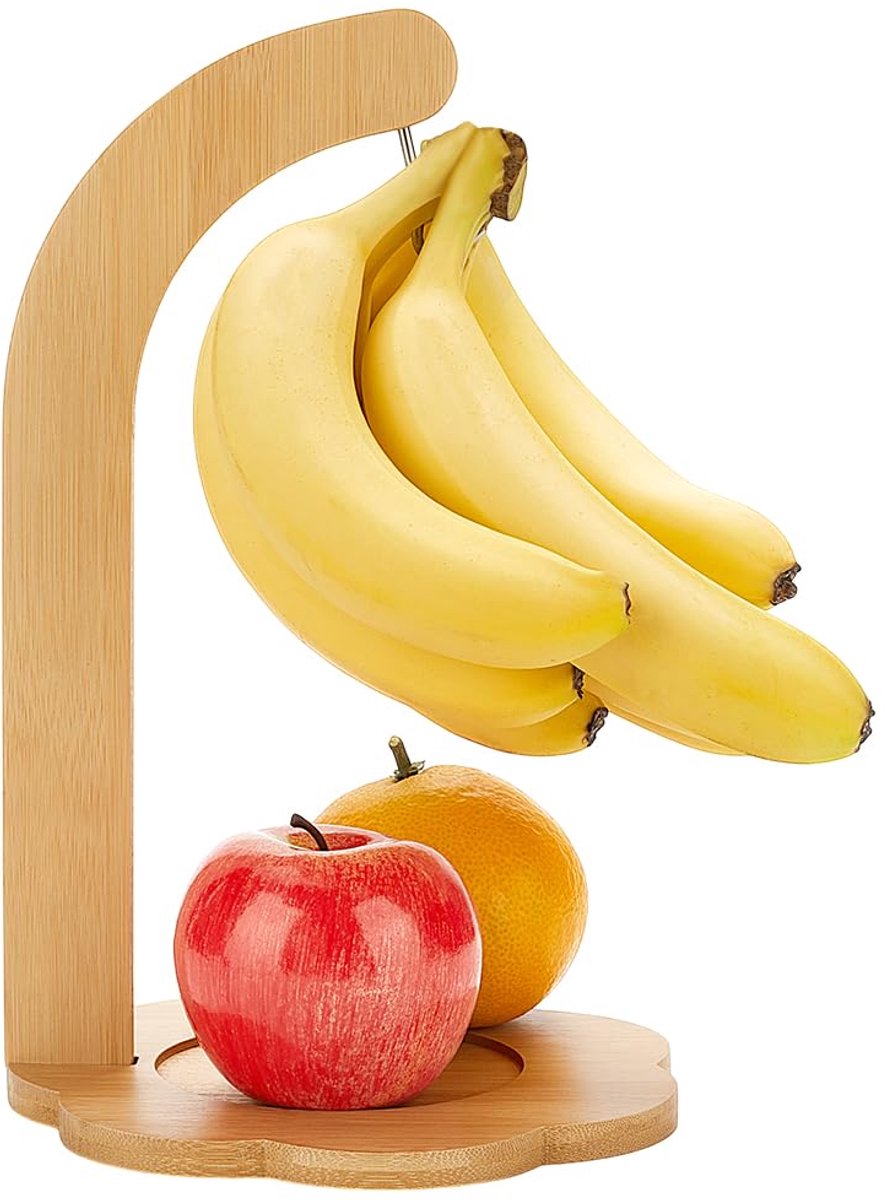 PH PandaHall Banana Hanger - Houten Banaan Steun met Bloembasis - 7,1x7,1x11,4 Inch