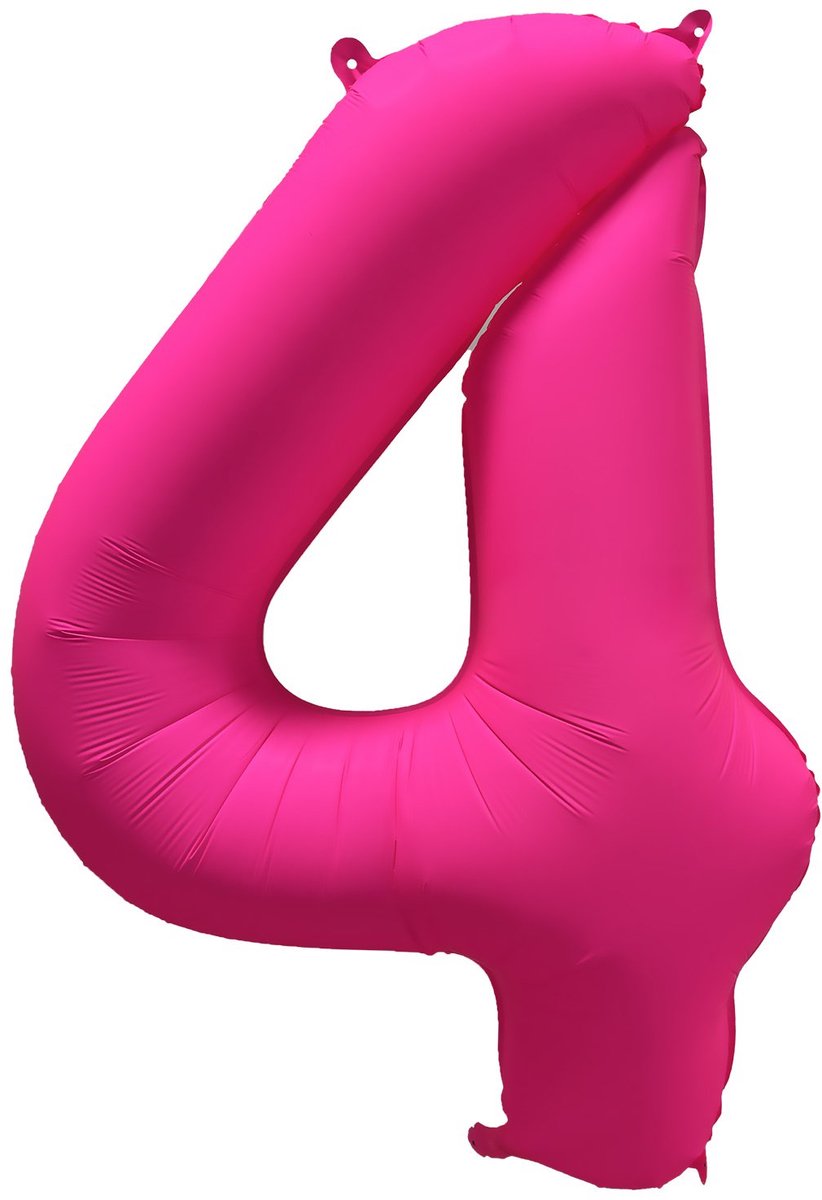 Folieballon 4 jaar - Neon Roze - 86 cm