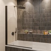 Lomazoo Badwand Palmas - 100x140cm - Zwart - Nano Coating Anti-kalk - Draaibaar - Helder Glas