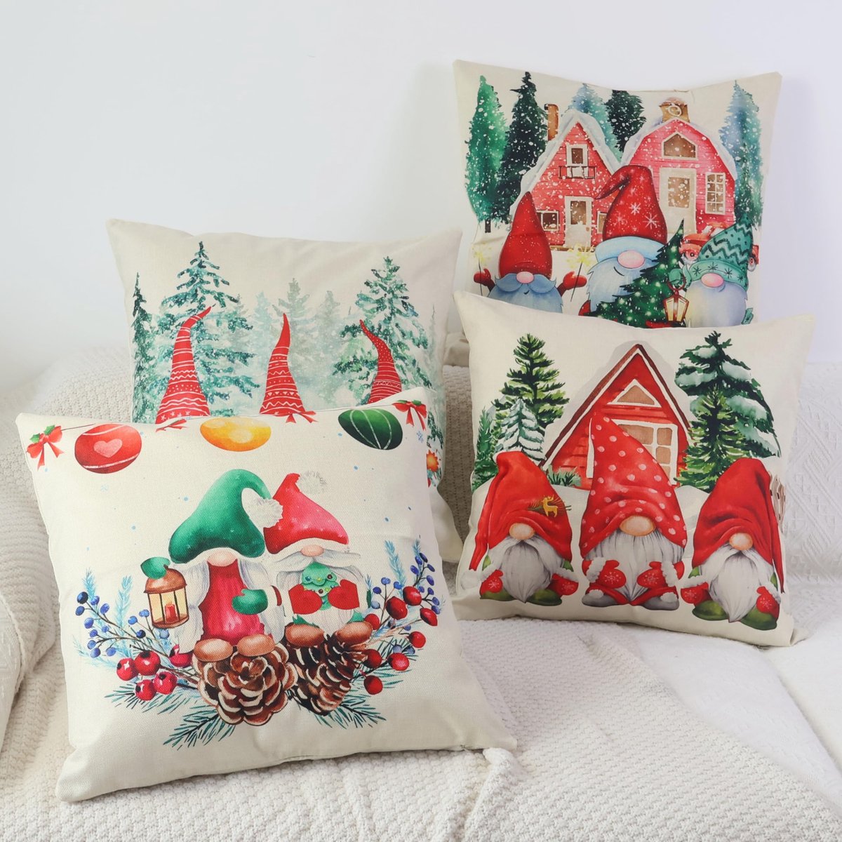 Unyqoos Feestelijke kussenslopen set van 4 voor binnen en buiten decoratie wit