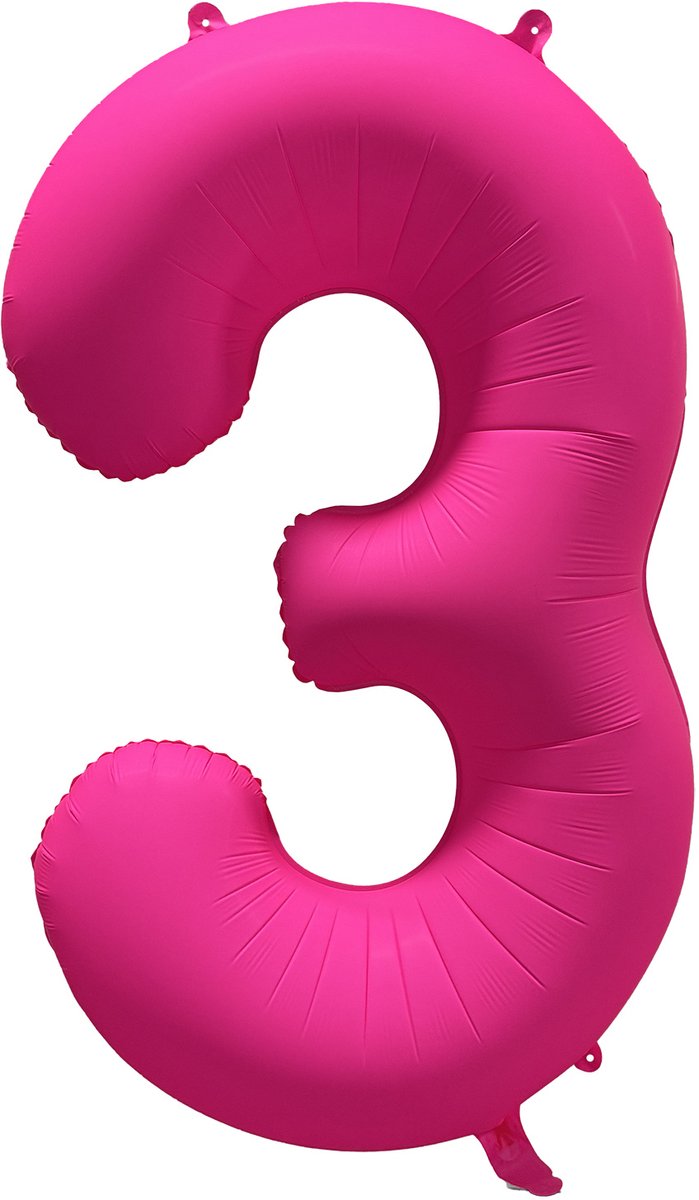 Folieballon 3 jaar - Neon Roze - 86 cm