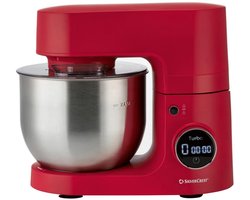 SILVERCREST Keukenmachine Rood 600 W - 5L - digitale draaiknop met extra turbofunctie - Om te roeren, te kloppen en te kneden