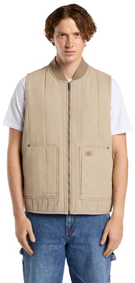 Dickies Quilted Canvas Vest M Man Desert Sand