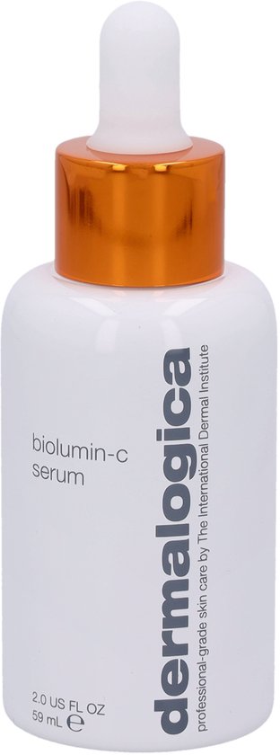 Dermalogica Biolumin-C serum flesje met oranje dop en witte dropper.