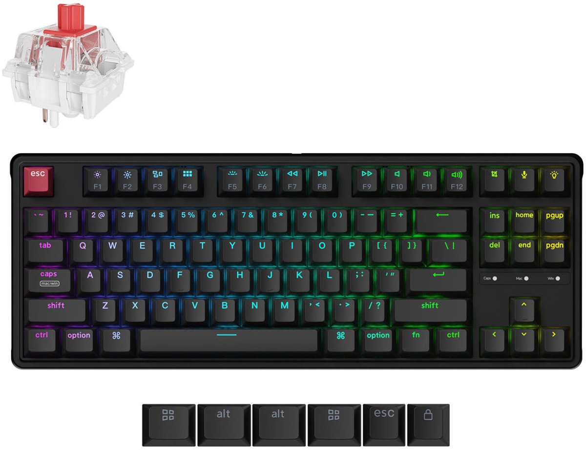 Keychron C3 Pro 8K toetsenbord red switch USB QWERTY Engels zwart