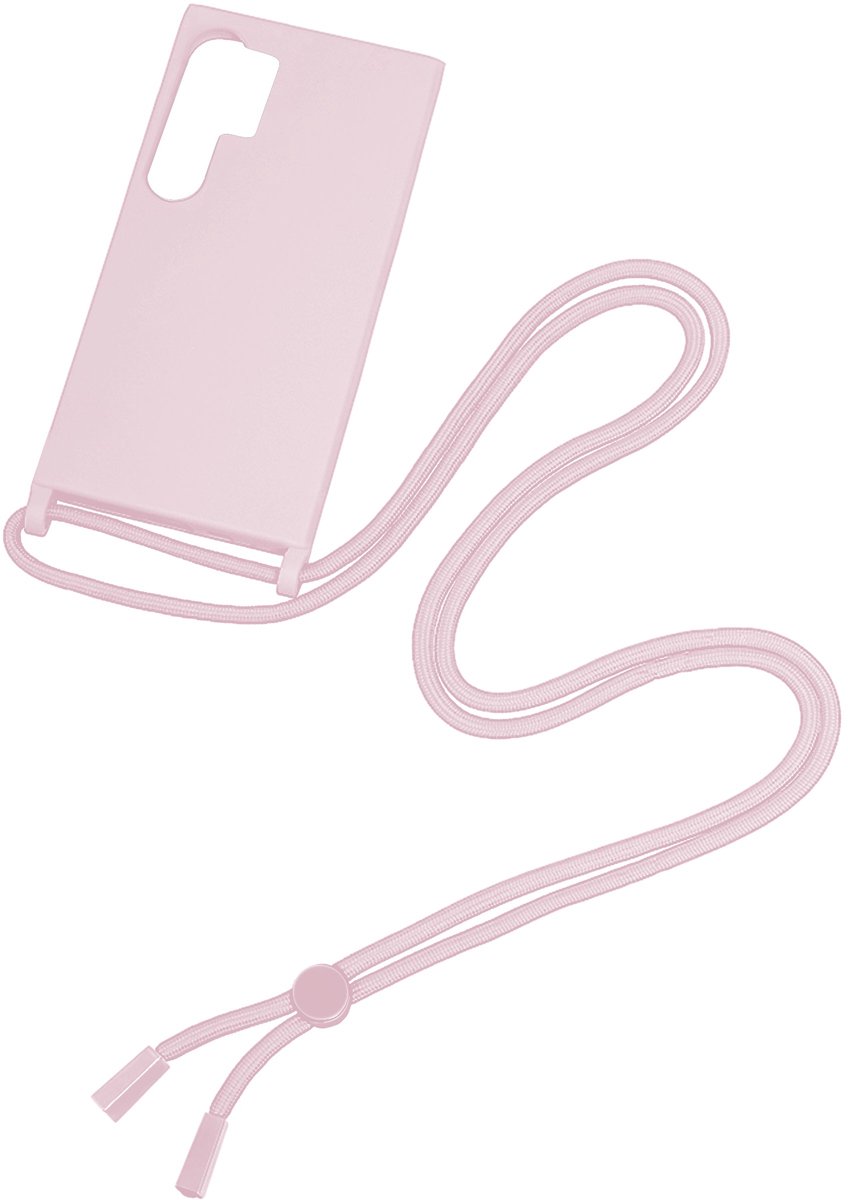 Rixus For Samsung Galaxy S24 Ultra 5G S928B TPU Necklace Cord Cover Pink