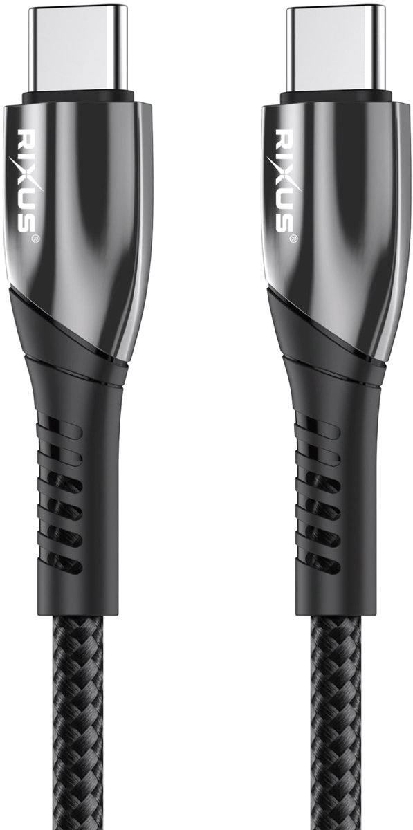 Rixus RXUC39C Fast Charging Cable USB-C To USB-C Braided Nylon 3m Black