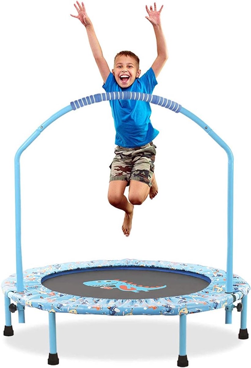 Mini Opvouwbare Trampoline voor Kinderen met Verstelbare Leuning en Veiligheidscover - Indoor & Outdoor Fitness