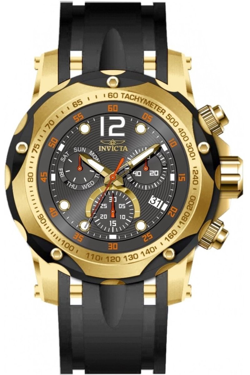 Invicta Speedway 49841 Heren Horloge - Waterdicht - Analoog - Quartz Uurwerk - Roestvrij Staal met zwarte Wijzerplaat - 51mm