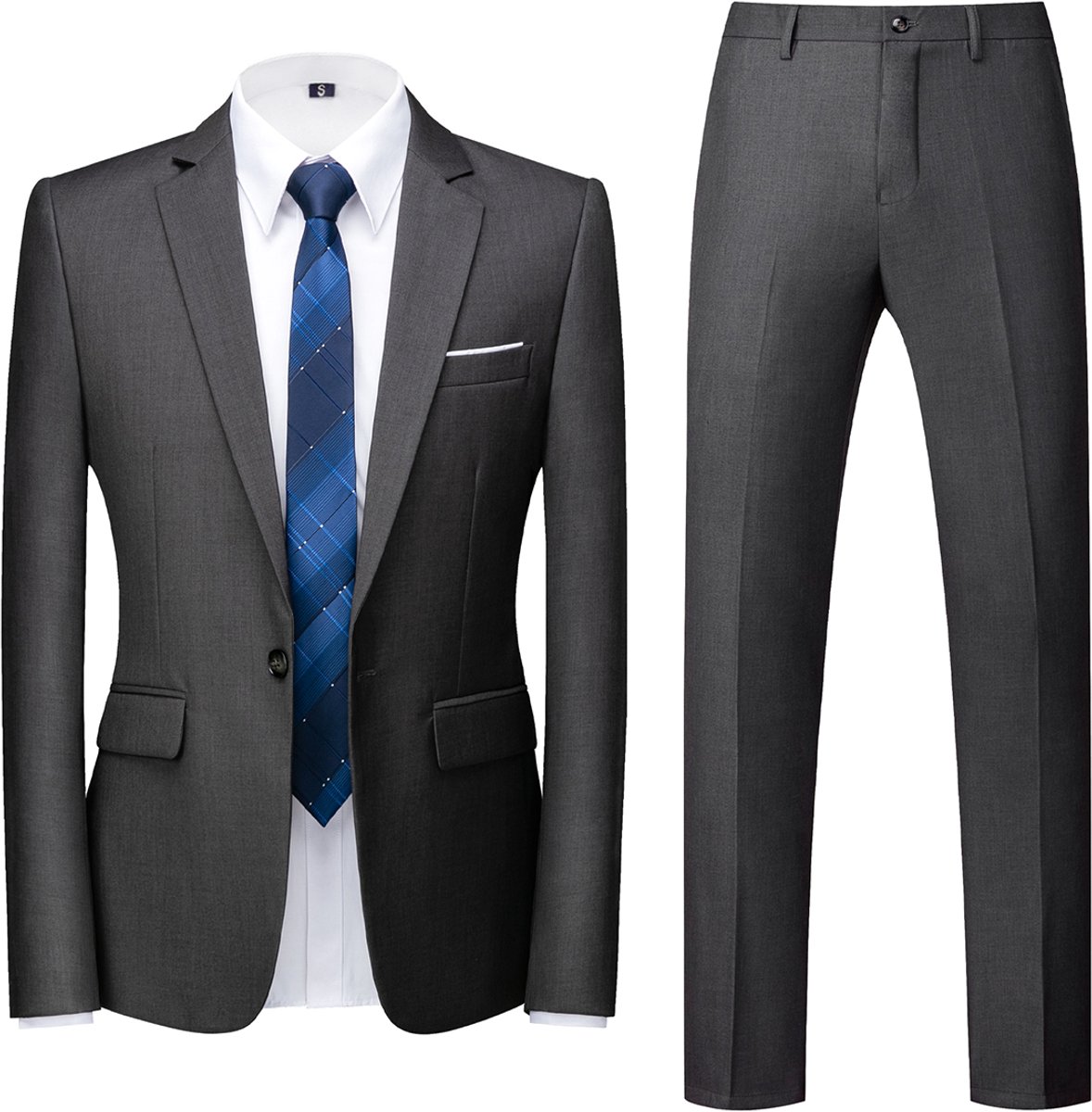 ALLTHEMEN Tweedelig Herenpak - Enkele knoops Middenspleet Slim Fit - Zakelijke en Avondkleding - 3XL