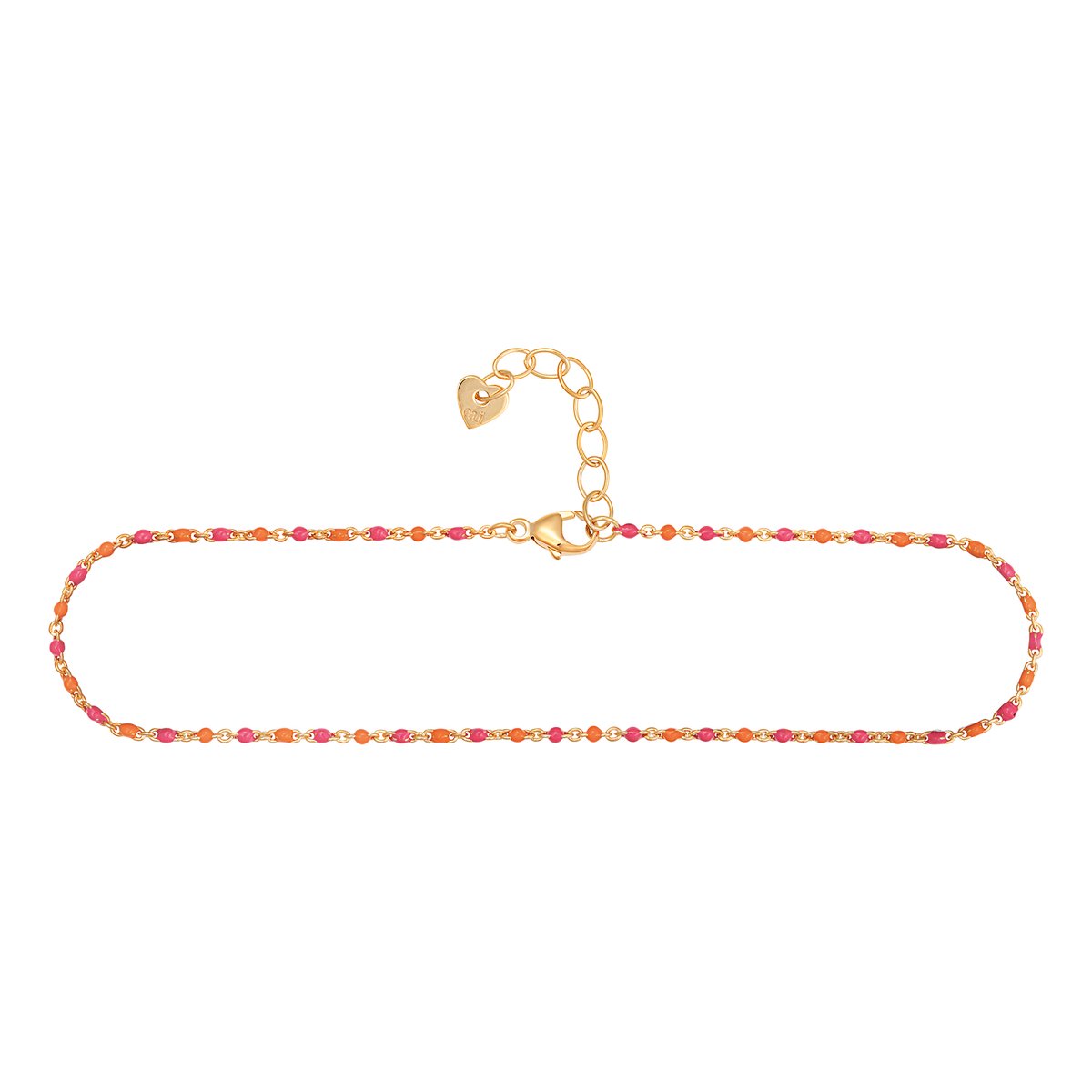 cai Fußkette 925 Silber vergoldet Email in pink und orange