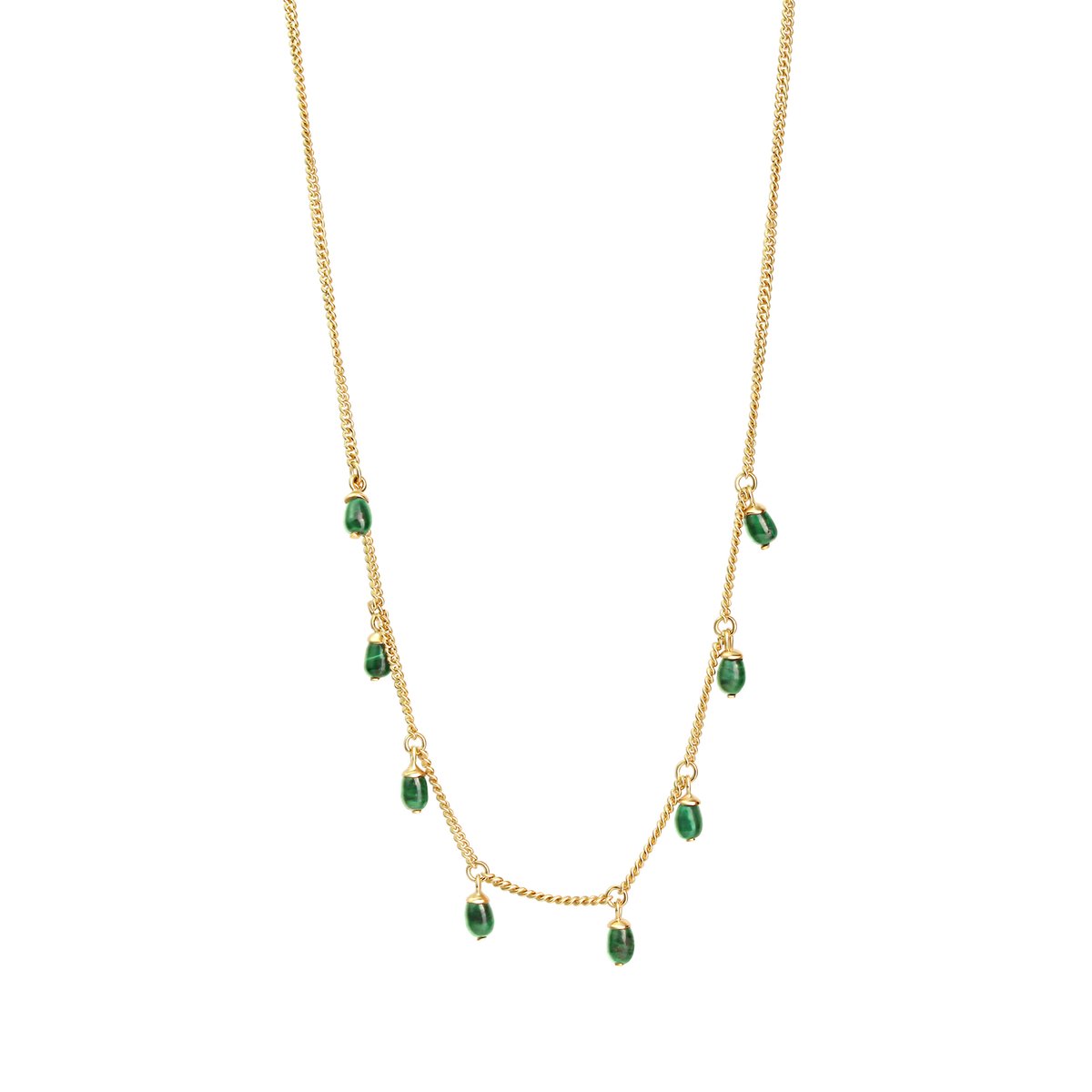 Celesta Silber Anhänger mit Kette 925 Sterling Silber vergoldet Malachit