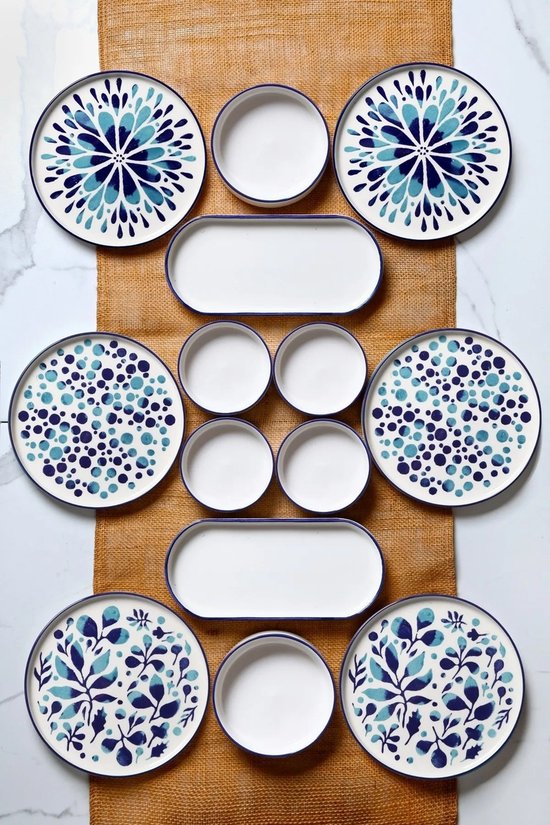 Hermia Concept - Ontbijtset - 14-delig - Blauw en Wit — afbeelding 3