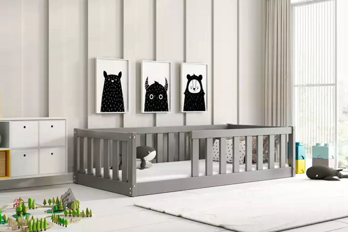 BMS - Eenpersoons Kinderbed - 80x160 cm - Grijs