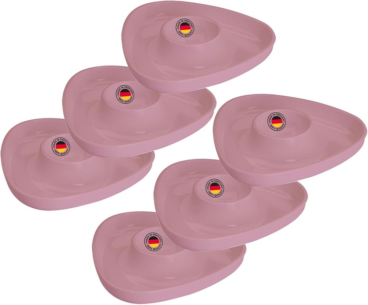 Set van 6 stapelbare driehoekige eierdopjes - Hoogwaardige kunststof, Roze