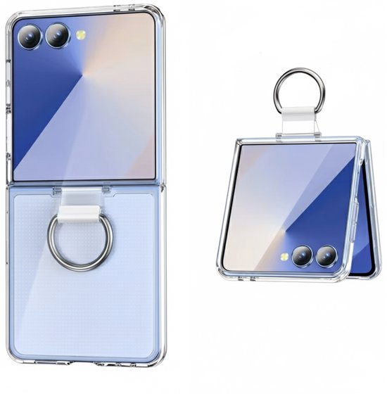 Samsung Galaxy Z Flip 7 hoesje transparant siliconen backcover met ringbandje, slank, beschermend, zacht