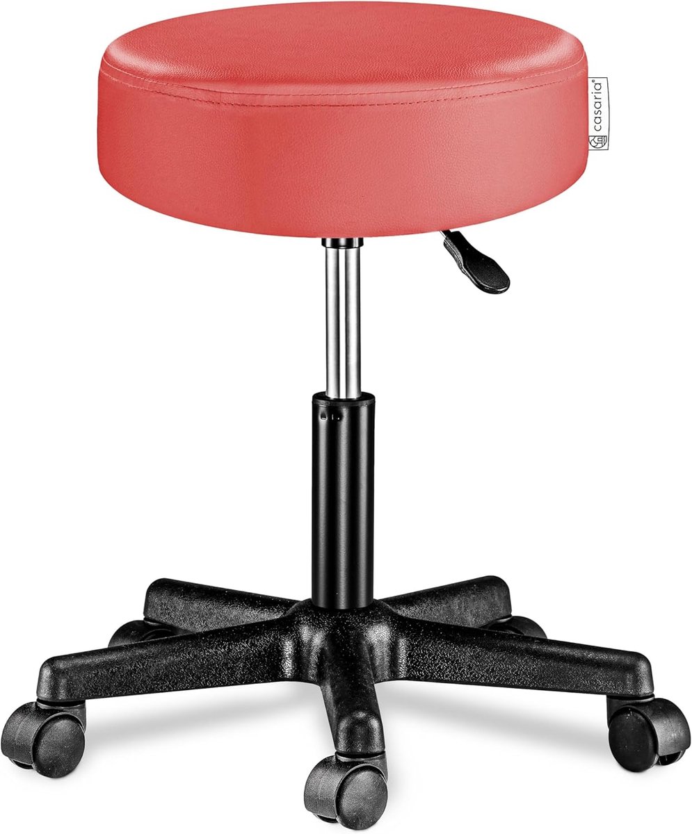 Draaibare en Verstelbare Hobbykruk met 10 cm Dikke Zitting in Rood