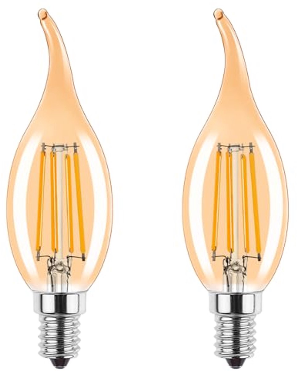 Dimbare Vintage E14 Kaarslamp - 4W Vervangt 35Watt - Set van 2 Warm Wit