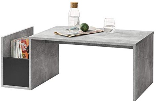 Salontafel Bollnas met opbergvak 90x45x35 cm betonlook en zwart