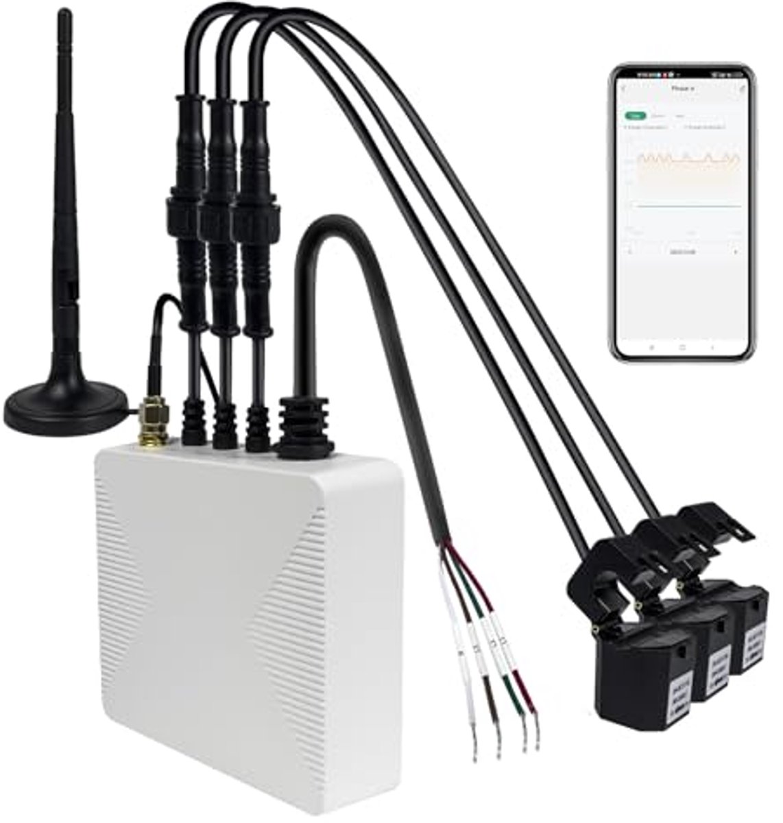 WiFi Smart Home Energiemonitor 3-Fase met Real-Time Meters en Sensoren