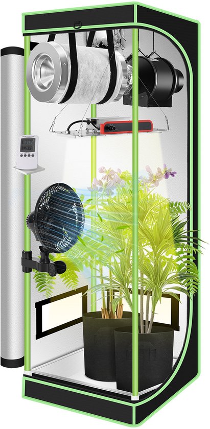HIGHWERK Growzelt 120 x 240 x 200 cm, Indoor Grow tent, schwarz grün