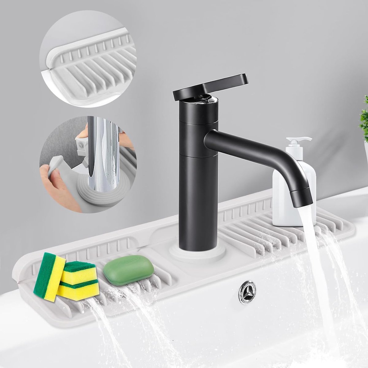 Silicone Sink Splash Guard met Fixing Knob - 7° Inclinatie - Keuken Water Splash Guard - K