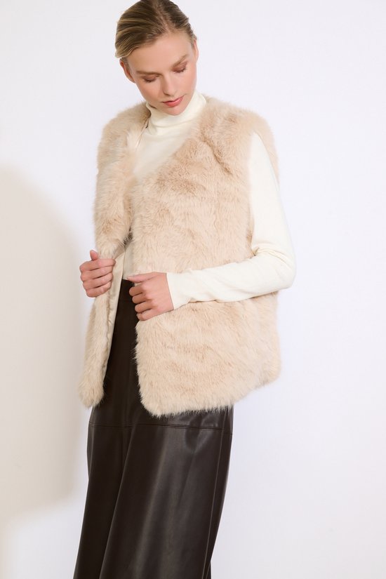 Foto: Lolaliza gilet o furfun 23000771 2527 lt beige dames maat s