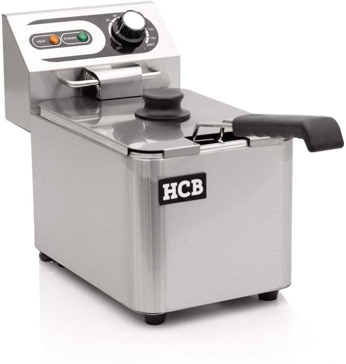 HCB® - Professionele Horeca frituurpan - Friteuse - 4 liter - 230V - RVS / INOX frietketel - 22x38.5x31.5 cm (BxDxH) - 3 kg - 2583