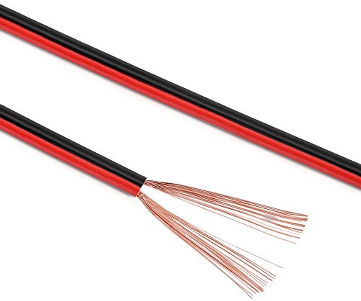 10 meter 2 x 2,50 mm² luidsprekerkabel/boxkabel - kleur: rood/zwart
