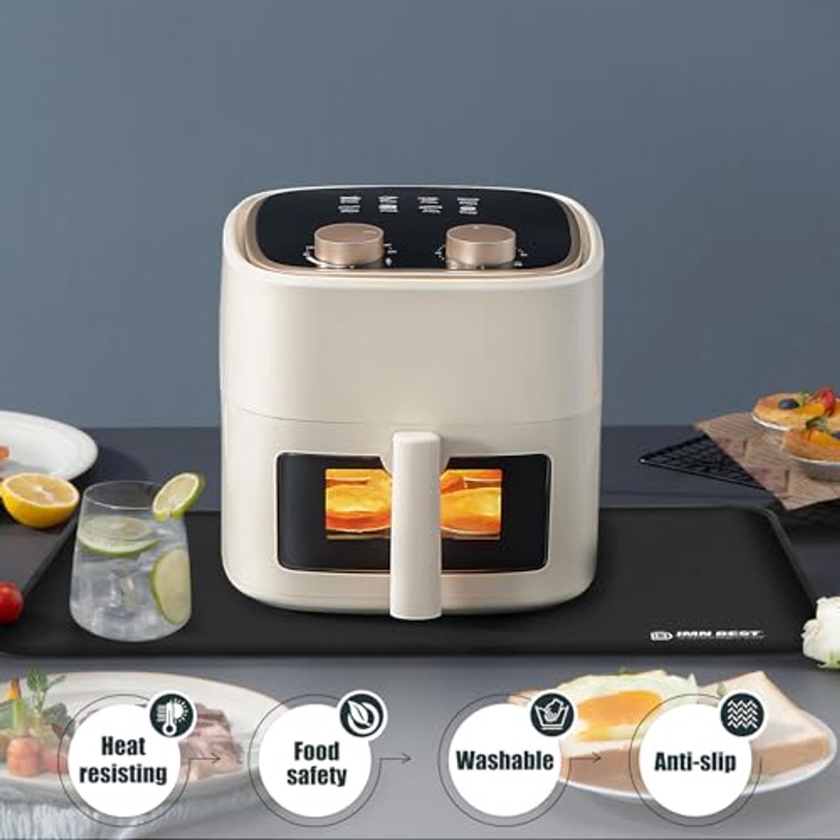 Hittebestendige onderlegger voor luchtfriteuse - Antislip en waterdicht, 60 x 40 cm
