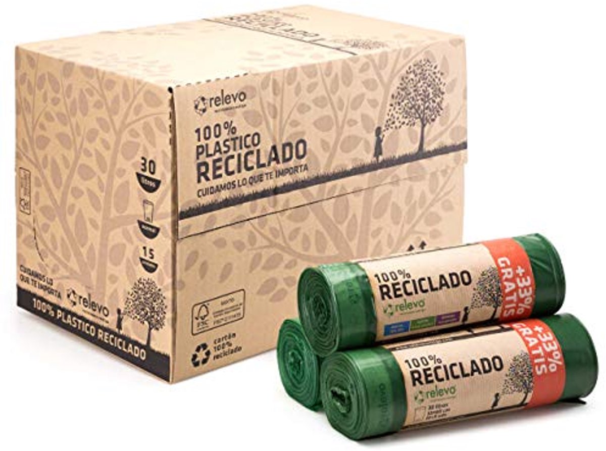 100% gerecyclede vuilniszakken - Extra Sterk - 30L - 480 Stuks