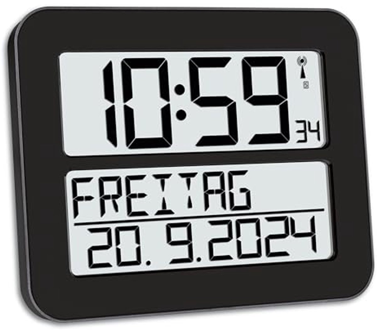 Digitale Klok met Alarm en Snooze Functie - Zwarte Muurklok met Datum en Weekdag