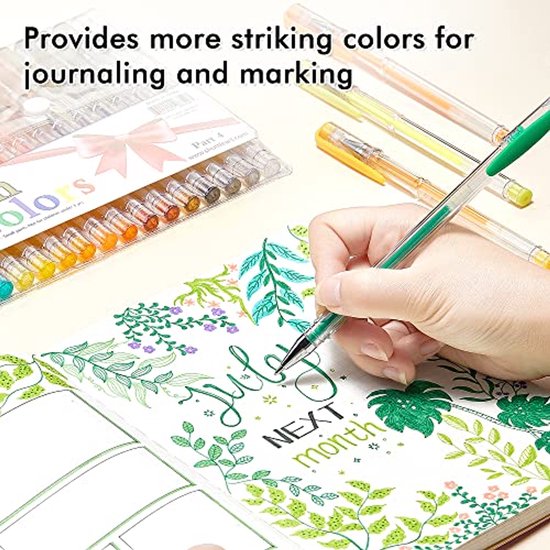 ZSCM 18 Kleuren Glitter Gel Pennen voor Volwassen Kleurboek, Metallic Sparkle Pen met 18 Vullingen In Reiskoffer, met 40% Meer Inkt Sparkle Glitter Set voor Tekenen Journaling Scrapbooking Art