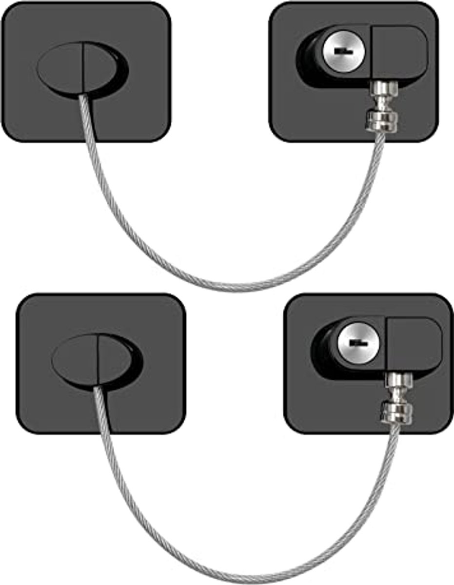 Image of 2 x Koelkastsloten met Sleutel - Veiligheidsoplossing voor Kinderen en Huisdieren - Eenvoudige Installatie zonder Boren