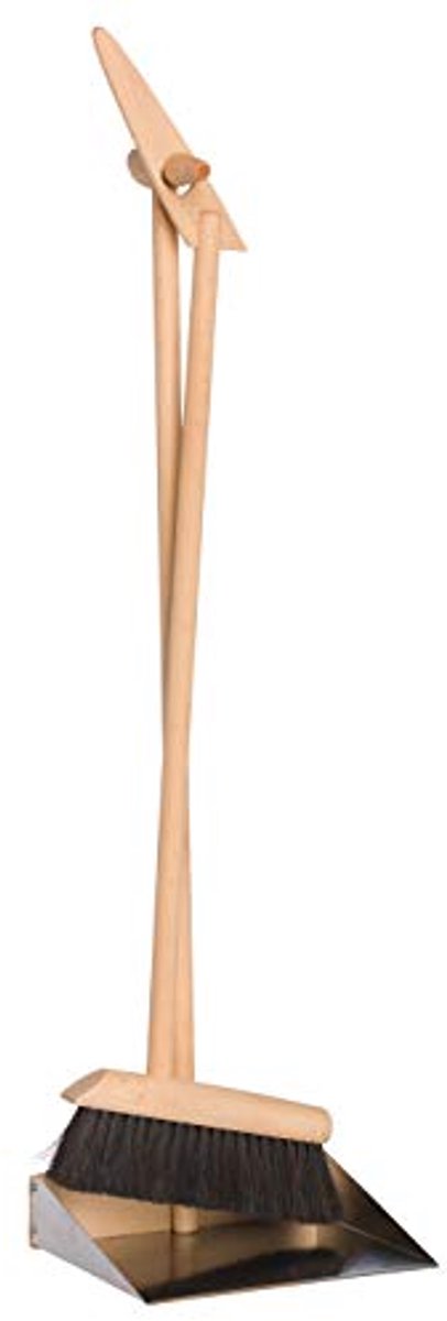 Stabiele Sta-veger-set met Roestvrijstalen Schep en Paardenhaar Bezem - 90 cm