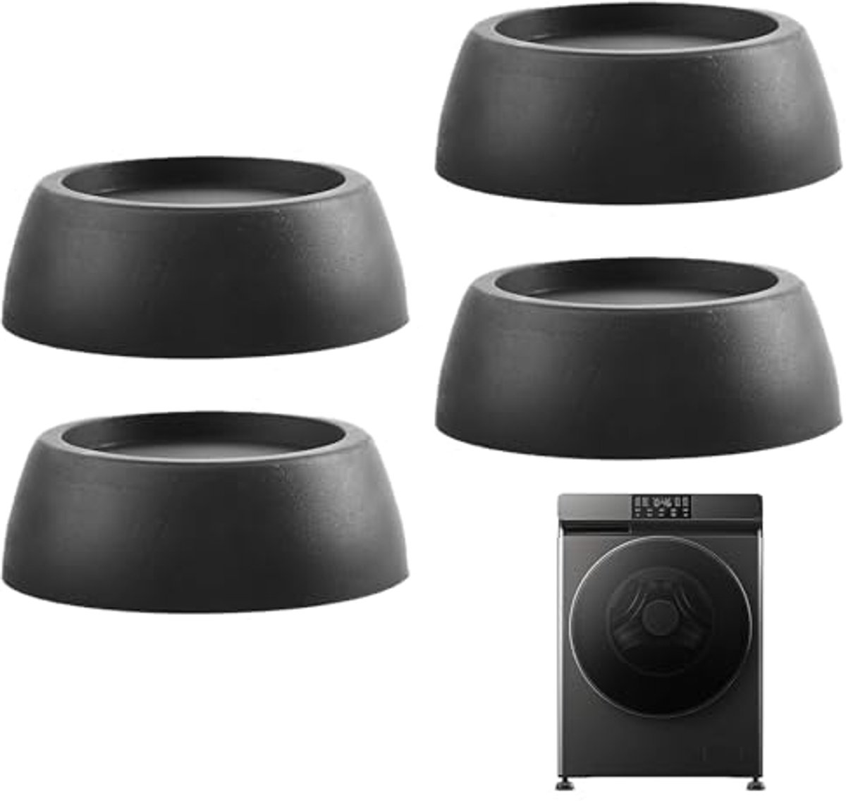 Trillingsdempers voor Wasmachine en Droger - 4 Stuks Rubber Voetjes (Zwart)
