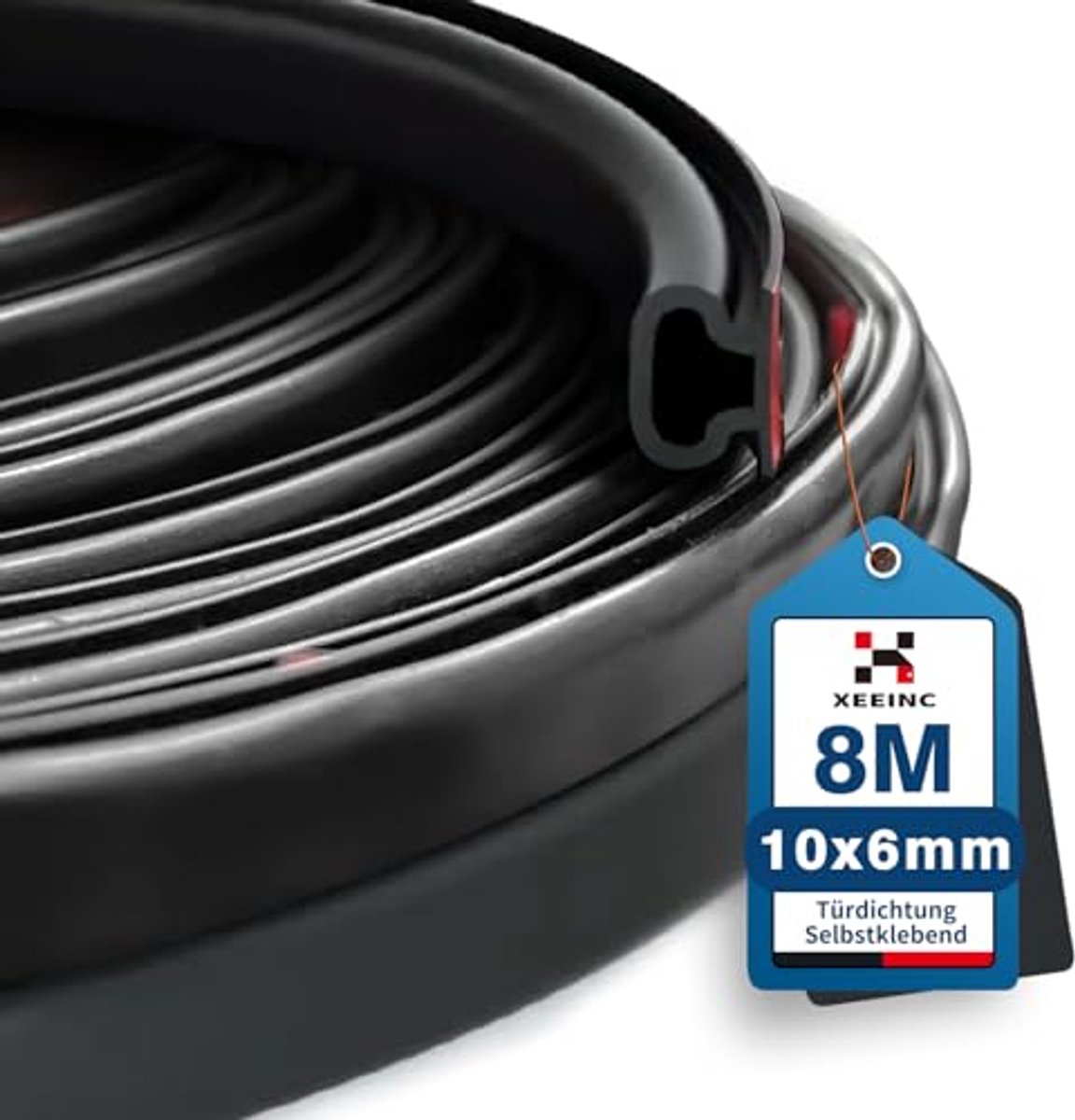 Deurafdichting zelfklevend 10 mm x 6 mm - waterdichte afdichtingstape voor huisdeur
