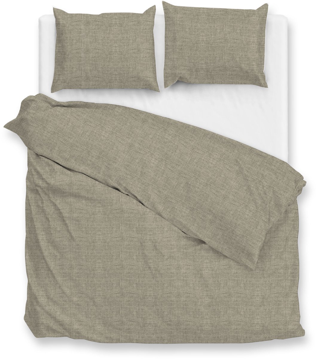 Zohome Dekbedovertrek Flanella di Lino - Khaki Beige - Dekbedhoes van 100% Katoen-Flanel - Uni - 2 slopen 60/70 cm, foto 3
