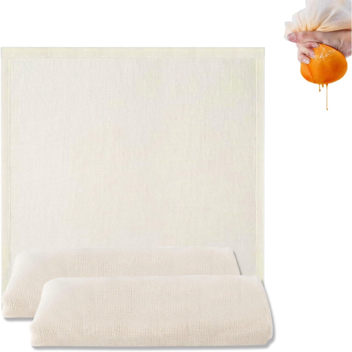 Image of 20 kaasdoeken - kan gebruikt worden voor filteren - kaasdoek - grote mousseline voor koken - herbruikbare mousseline vierkanten - kaasdoek - katoenen kaasdoek voor koken kaas-boter-notenmelk (50x50 cm)