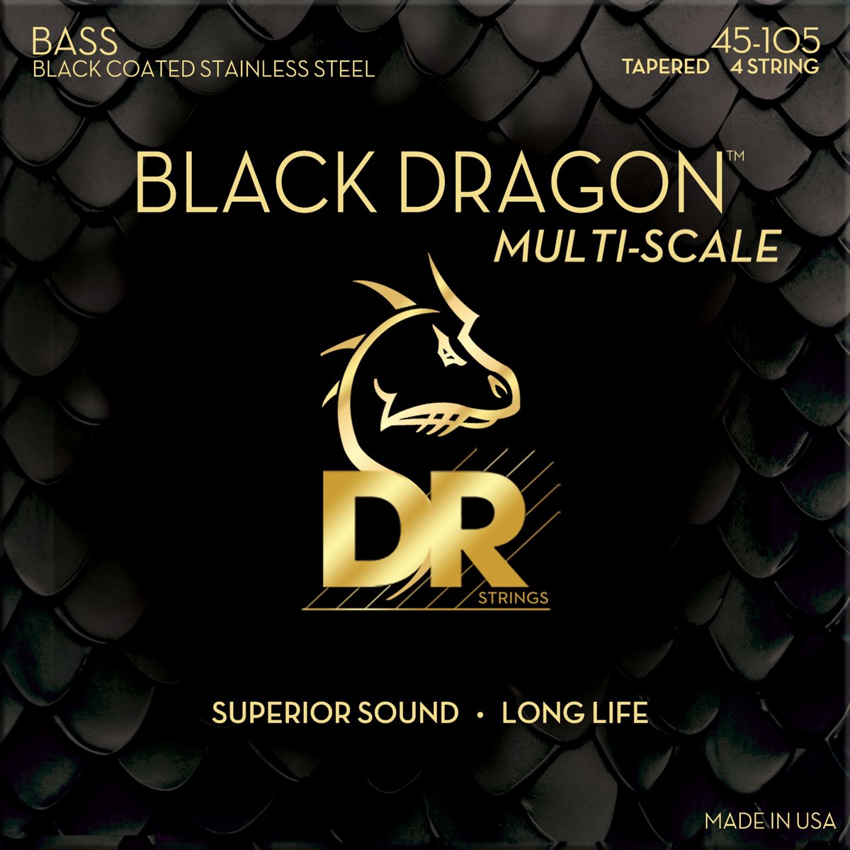 DR DBSMB-45 Black Dragon Multiscale Bass Guitar Strings 45-105 - Snarenset voor 4-string basgitaar