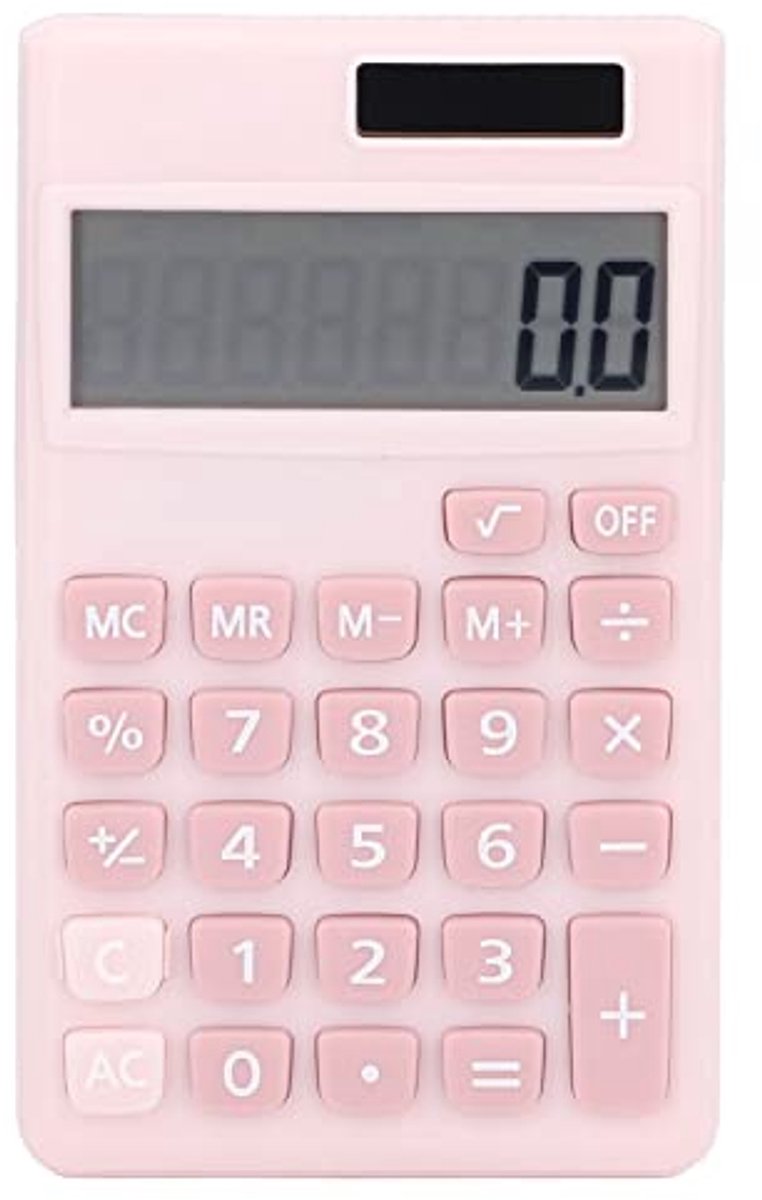 Compacte Rekenmachine met 8-bits Display voor Kantoor en Huishouden - Roze