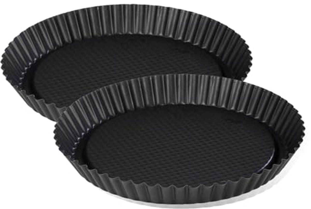 Set van 2 bodemvormen voor taarten 30 cm, bakvormen voor omgekeerde taarten, zwart staal